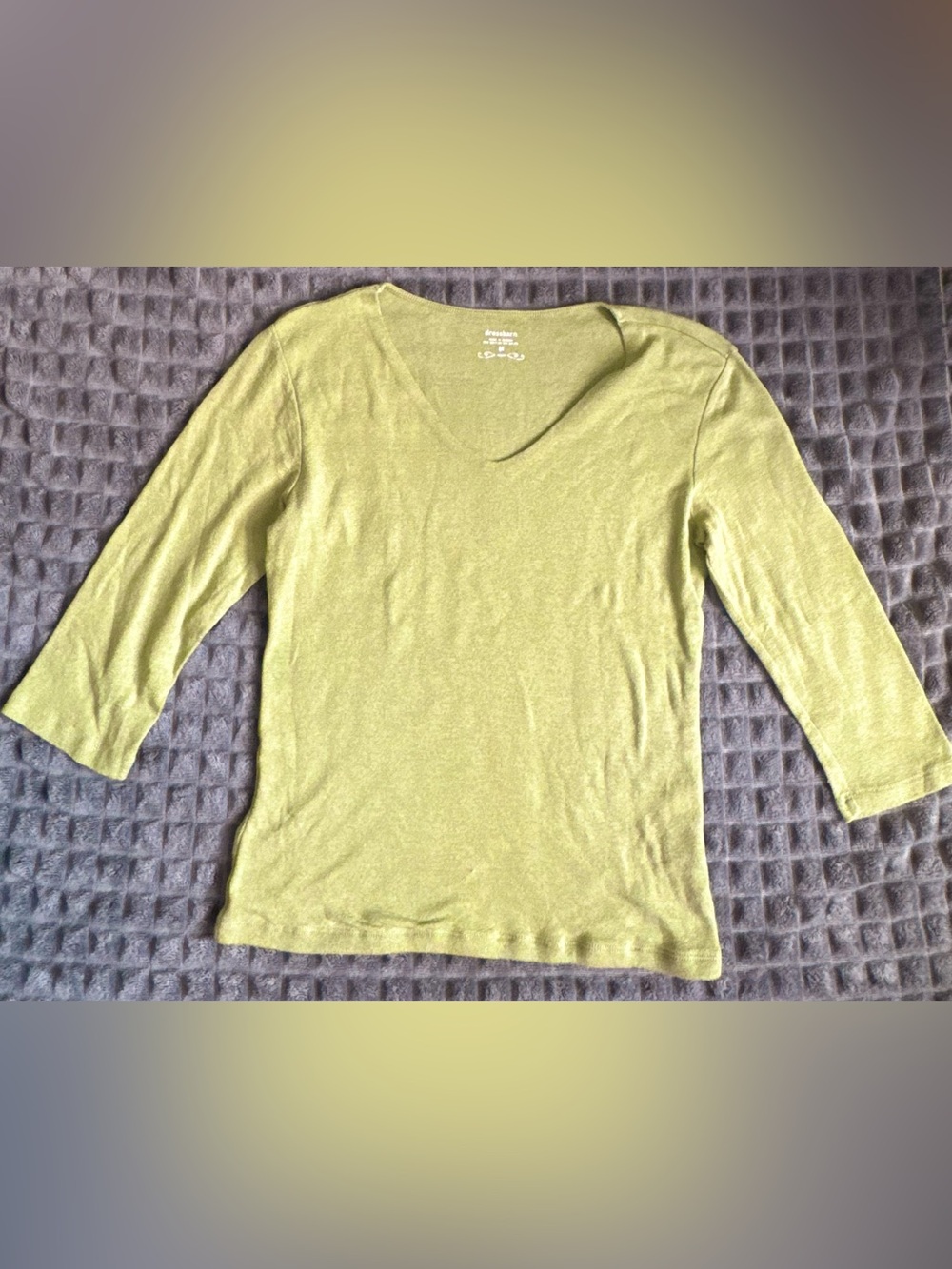 ❤️ Dressbarn Women's V-Neck Three-Quarter Sleeve Top Sweater Green (B8)